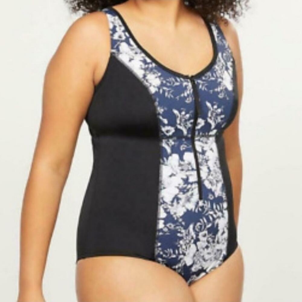 NWT Cacique Floral Lightly Lined No Wire One Piece Swimsuit size 24